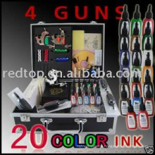 hot sell 4 top guns tattoo kit&tattooing kits with 20 color inks,50pcs needles